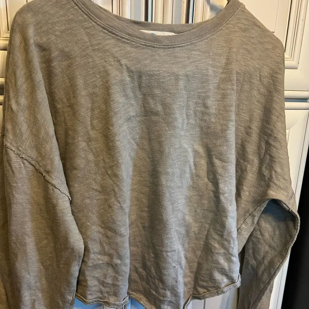 FREE PEOPLE Beach Cropped Burnout Slouchy Sweatshirt SP